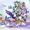 Humming Bird Pop Up Card, 19.5 Inch Real Sized Display 3D Valentine Greeting Card, Paper Flower Bouquet, Gift for Valentines Day, Birthday, Mothers Day, Includes Envelope & Message Note
