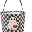 Halloween Bucket, Trick or Treat Basket for Kids Girl Boy Halloween Candy Bucket Gift Basket Canvas Pumpkin Buckets Spooky Boo Baskets Candy Bags Pumpkin Baskets for Party Favor Decorations, Black