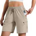 Hugut Women's Lightweight Hiking Cargo Shorts Quick Dry Athletic Shorts Camping Travel Golf Zipper Pockets Water Resistant M