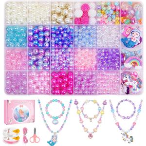 DUDUCOFU 900Pcs Mermaid Bracelet Making Kit for Girls Kids Charm DIY Beads for Jewelry Making, Friendship Bracelet Kit with Ocean Pearl Shell Butterfly Beads for Bracelet Necklace Making