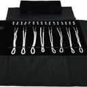 Velet Travel Jewelry Case Roll Bag Organizer for Necklace Bracelet Black Gray Velvet (Black with elastic)
