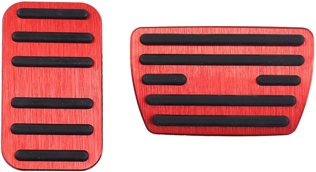 Pedal Covers Anti-Slip Foot No Drilling Aluminum Non-Slip Protector Accessories Accelerator Brake Pedals Cover 2PCS Compatible with 10/11th gen Civic (Red)