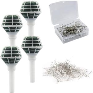 Arlai Box of 4 Bride Wedding Flower Bouquet Holder Foam Floral Handle Bouquet Holder Large for Bride Faux Flowers, Handheld Flowers Decoration with 100 Pieces Flower Bouquet Pins