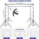 SLOW DOLPHIN Photo Studio Background Stand Support Kit Backdrop Stand, 40ft (Wide) x 8.5ft (Tall) Square Large Adjustable Backdrop Stand with Rotatable Connector, Carry Bag, Sand Bags Clamps.