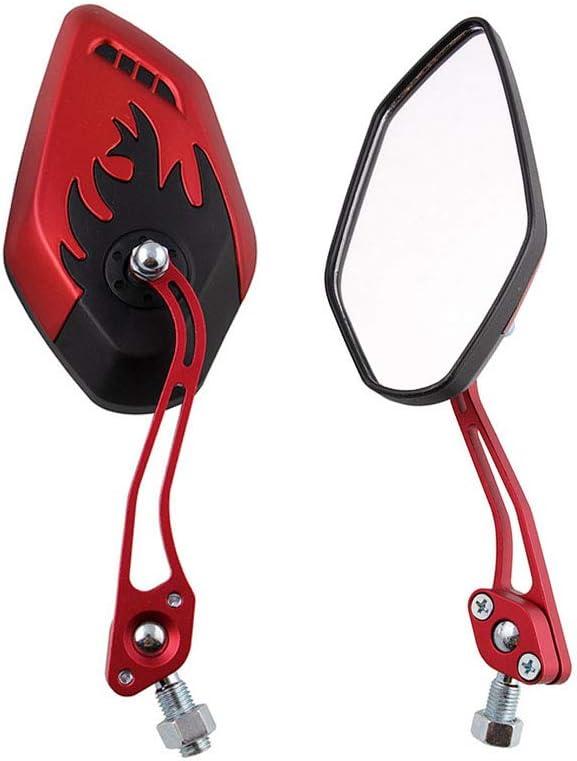 ESUPPORT Red Motorcycle Motorbike 8mm 10mm Rearview Side Mirror ATV Scooter Bike Flame Fire