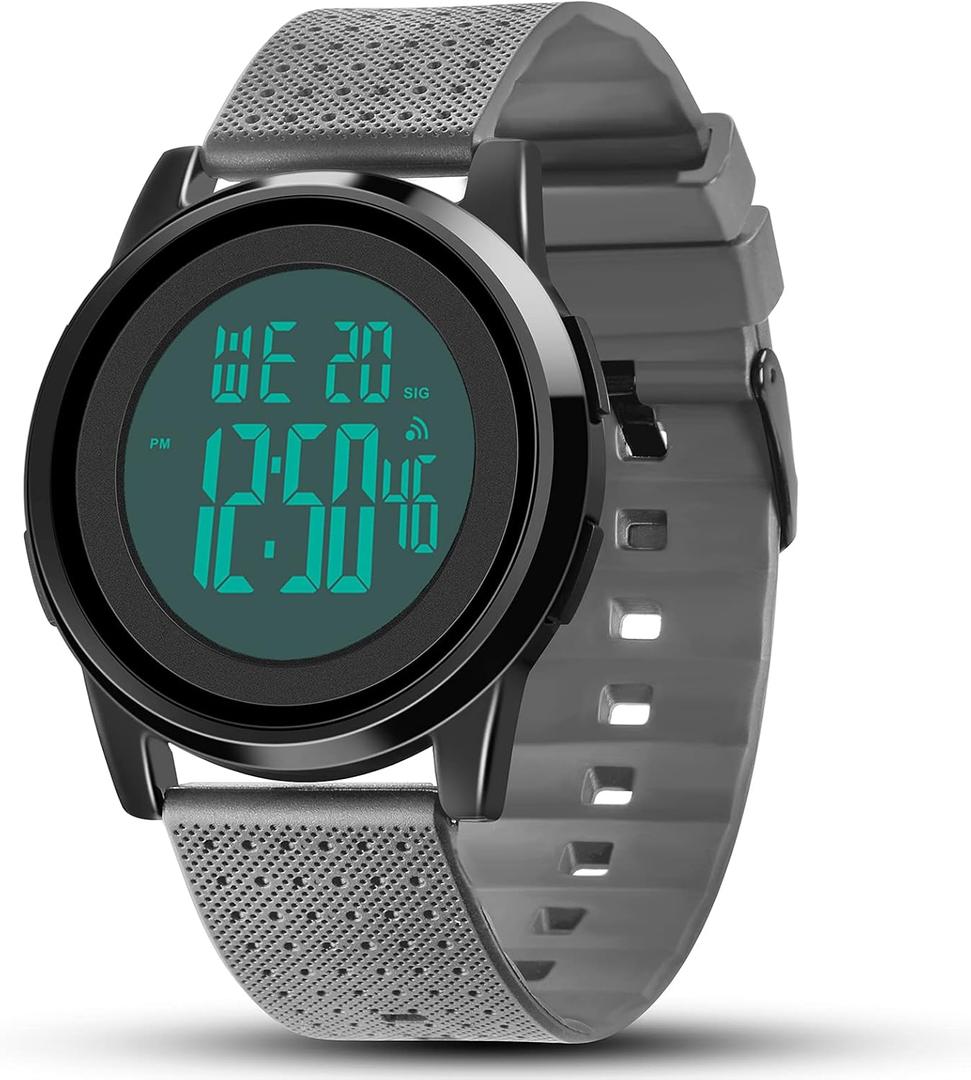 YUINK Mens Digital Watch Ultra-Thin Sports Waterproof Simple Watch Stainless Steel Wrist Watch for Men Women