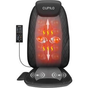 CuPiLo Back Massager for Pain Relief Deep Tissue - Shiatsu Massage Chair Pad for Back with Heat,Back Support Inflatable Flap Chair Massage,Gifts for Men Dad