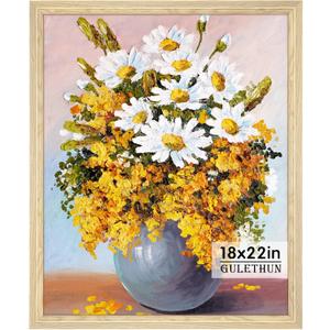 18x22 Picture Frame, Natural Wood Poster Frame, Home Decor Natural Gallery Frames, Horizontal or Vertical Format, Sturdy, Plexiglass, Large Wall Decor, for Photos, Artworks, Posters, 18x22in