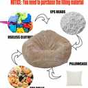 Soft Bean Bag Chair Cover No filler Sofa Cover Storage Bean Bag Cover Organizing Children Plush Toys (Khaki, Large)