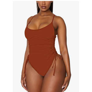 Viottiset Women's Ruched High Cut One Piece Swimsuit Tummy Control Bathing Suit Monokini L