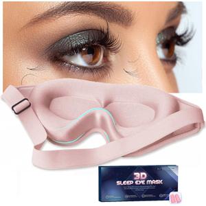 Eye Mask for Lash Extensions, Sleep Mask for Lash Extensions for Women,Lash Extension Sleep Mask for Travel Yoga Nap, 100% Blackout 3D Eye Mask for Sleeping (Pink)