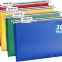 Heavy Duty Plastic Hanging File Folders with Metal Hook, 1/5-Cut Adjustable Tabs, File Cabinet Folders, Letter Size, Fit for Office, School and Home, 36 per Box (Assorted)