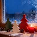 Winter Stars Wooden Mini Christmas Tree Decor Indoor Rustic Tabletop Centerpieces Wooden Xmas Tree Signs for Farmhouse Christmas Decorations Holiday Party Ornament