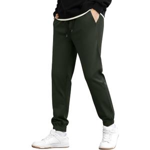 Men's Casual Chino Pants - Joggers Style Slim Fit Tapered Comfort & Durability Sweatpants, Size L