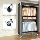 FUTASSI Clothing Rack with Cover, P1C Rolling Closets with Wheels, Metal Garment Rack for Hanging Clothes, Clothing Storage Wardrobe with Cover, 36.2" W x 16.5" D x 80.5" H, Black, Load 450 Pounds