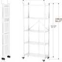 Folding Shelves No Assembly, 5 Tier Heavy Duty Foldable Storage Shelves with Wheels, 220LBS Per Shelf Metal Collapsible Rack for Garage Pantry, White