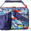 PlanetBox Insulated Lunch Bag  Camo Shark Edition Carry Bag with Pockets for Water Bottle and Snacks  Durable, Easy to Clean, and BPA Free (9 x 12 x 2.5 in)