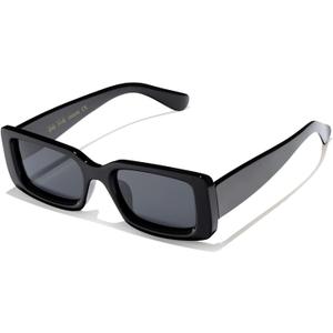 Veda Tinda Vision Rectangle Sunglasses Men Tinted Polarized Big Square Retro 90s Vintage y2k Glasses for Women UV Protection (C01 Black)