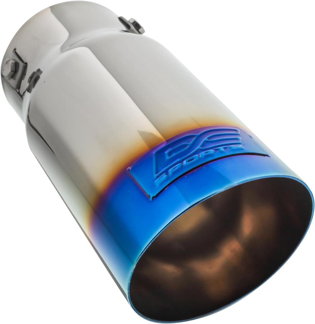 DC Sports Polished Stainless Universal Bolt On Exhaust Tip 2.87" Inlet / 3.5" Outlet / Slant-Cut / Titanium Flare | EX-1025