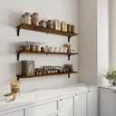 Deep Floating Shelves for Wall 48 Inch Pine Wood, Set of 3, Walnut, 3T48IN