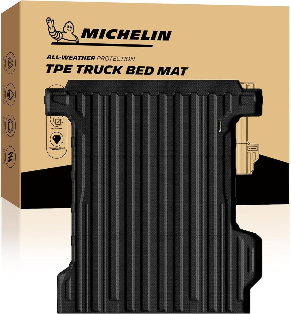 Michelin Truck Bed Mat for 2024-2026 Chevy Silverado EV RST/Trail Boss & GMC Sierra EV Denali/AT4 Only, All-Weather Truck Bed Liner, Custom Fit, Durable TPE, Bedliner, Non-Slip, 2) Silverado EV/Sierra EV | 24-26 | 5.9 FT