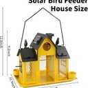 Solar Bird Feeders House for Outside Hanging, Metal Wild Bird Feeder for Outdoors Large Capacity Cardinal Birdfeeder Birdhouses Metal Bird Feeding Station Yellow