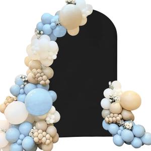 Spandex Fitted Wedding Arch Cover 6FT Black Arch Backdrop Cover, Round Top Chiara Backdrop Stand Covers for Wedding Birthday Party Baby Shower Banquet Arch Decoration (Black, 6FT)