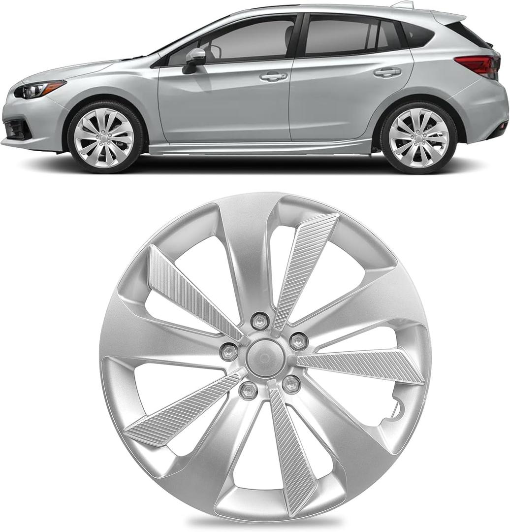 Hubcap Wheel Hub Cover for Subaru Impreza 2017 2018 2019 2020 2021 2022 2023 Accessories, OEM Style Custom Replacement Wheel Cap Tire Hub Lossless Installation Hub Cap, Chrome Plated Silvery 16 Inch