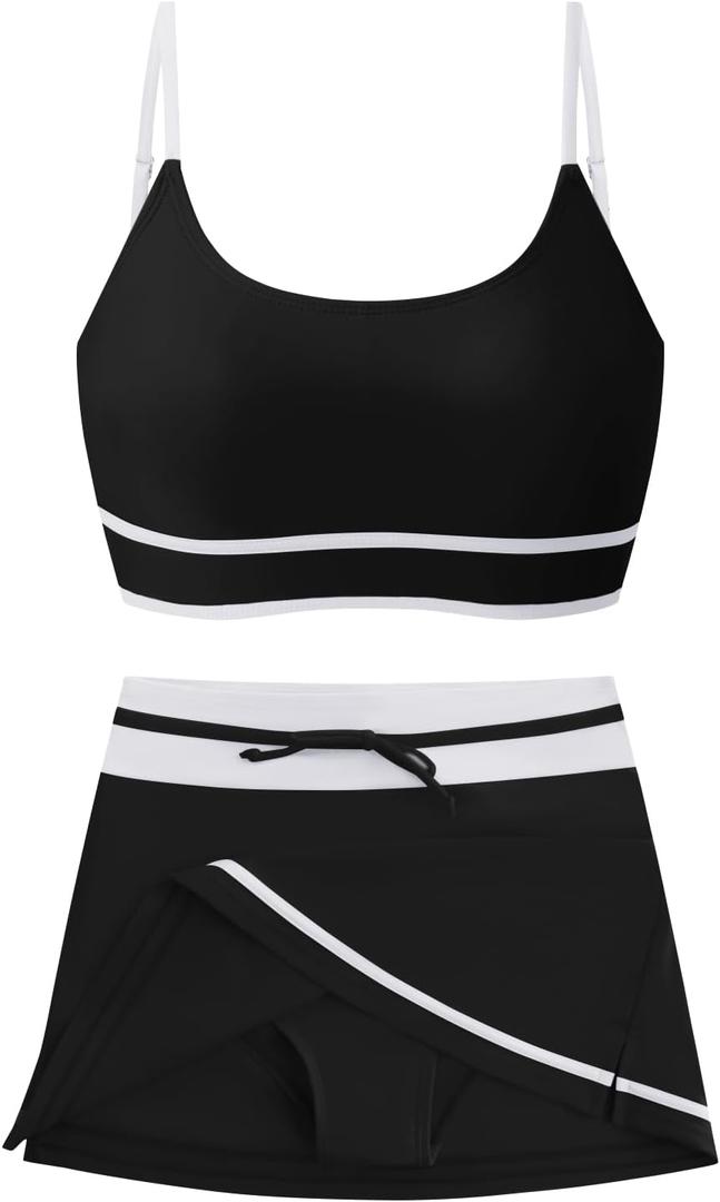 Girls Swimsuits 2 Piece Bathing Suit Bikini Set with Padded High Waisted Beach Swimwear for Girls 11-15 Years
