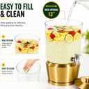 Drink Dispenser with Ice Chambers, Lemonade Tea Water Dispenser with Spigot, Stainless Steel Beverage Jar Jug, Perfect for Home Parties, Weddings, Gifts & Events (Gold, 3, Gallons)