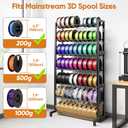 POKIPO 3D Printer Filament Storage Rack 7-Tier, Heavy Duty Large Capacity Filament Organizer Holds up to 63 Spools, Multi-Layer 3D Printing Rolls Shelf for Home, Office Workshop, School (Shelf Only)
