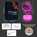 sunduck Pink Kawaii Kitty 3D Night Light with Corded Control- Dreamy Girls Room Decor, Perfect Birthday/Christmas Gift for Kids, Unique Holiday Present