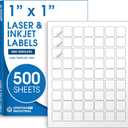 1" X 1" Square Printable Labels Compatible with Inkjet and Laser Printers - 500 Sheets, 31500 Matte White Paper Stickers for QR Codes, Barcodes, and Price Tags - Spartan Industrial