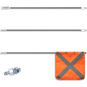 Gray Off-Road Safety Whip Flag - Heavy Duty Orange Flag with Reflective Stripes & Gray Pole for ATV, UTV, Dune Buggy, Can be 3.3', 6.6' or 10' (Grey)