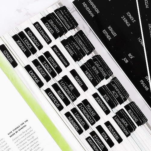 Thinkor Reposition Laminated Bible Tabs, Large Print Stickers, Easy to Read and Apply Bible Tabs for Women and Man (Luxury Black)