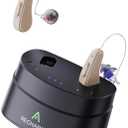 RIC Hearing Aids for Seniors Rechargeable Receiver-in-Canal OTC Hearing Aid with Noise Cancelling-Nearly Invisible Digital Hearing Aid Adapts to Mild to Severe Hearing Loss