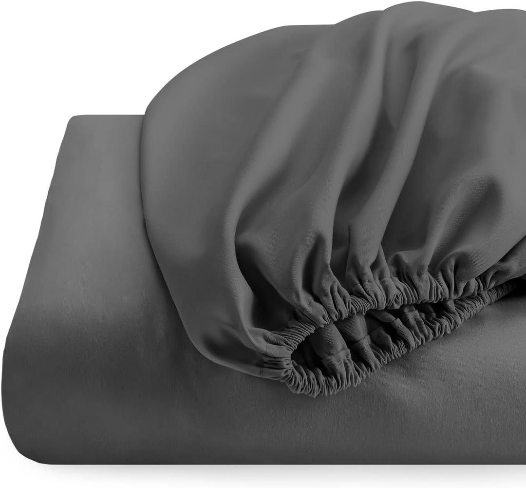 Top Split Flex Head King Fitted Sheet Only for Sleep Number Bed Fits Deep Pocket Mattresses 1800 Thread Count (Gray)