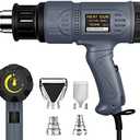 SEEKONE Industrial Heat Gun 1800W 122℉-1202℉(50℃-650℃) Variable Temperature Control with 2 Temp-settings, Overheat Protection, 4 Nozzle Attachments for Shrinking PVC, Bending Pipe, Removing Paint Gray