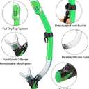 Snorkeling Gear for Adults with Fins Scuba Diving Gear Adult Professional Travel Snorkel Sets with Flippers,Anti-Fog Anti-Leak Diving Mask Green, US Men 4-8.5 | US Lady 6-9.5