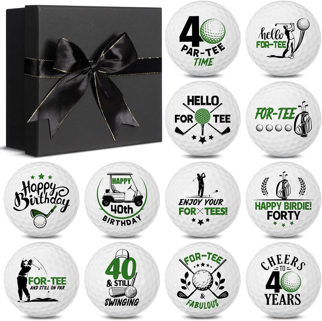 Seenelling 12 Pcs Happy Birthday Golf Ball Funny Christmas Novelty Gift for Dad Mom Coworker Employee Husband Grandpa Golfers Lovers Birthday