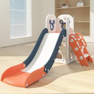 Toddler Slide L-Shaped, 5 in 1 Kids Slide Climber for Toddler, with Ball & Hoop, Indoor Outdoor Baby Playset, Anti-Slip, 65IN/165CM,Toy Storage, Ideal for Boys Girls Birthday