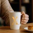 Letter X Personalized Initial Mugs with Flower, Letter X Personalized Coffee Mug, Customized Cool Letters Mugs for Women, Bridal Shower Gifts, Women's Initials Gifts Mug 14 OZ Matte White