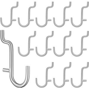 Baluue 20pcs Metal Pegboard J Hooks Stainless Steel Peg Hooks for Pegboard Assortment, Peg Hooks Accessories Pegboard Hooks for Hanging Storage Jewelry Key Display (6X3CM)