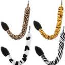 BESTYASH 4pcs Stuffed Animal Tail Animal Costume Accessory Tails Costume Masquerade Tail Animal Tail Prop Leopard Tail Zoo Animal Costume Accessories Animals Tail Cosplay Faux Tail Fabric