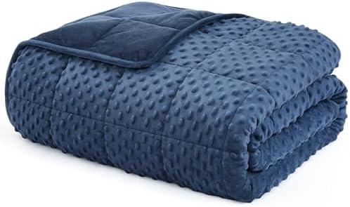 L'AGRATY Weighted Blanket for Adult - 48"x72" 15lbs Minky Dots Heavy Blanket with Glass Beads Soft Breathable for All-Season Summer Fall Winter Thick Comfort for Sleeping