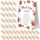 Strawberry Themed Baby Shower Games, Dont Say Baby Game, Pack of 1 Sign and 35 Mini Wooden Clothespins, Berry Sweet Baby Shower Decorations, Gender Reveal Party Supplies