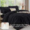 JOLLYVOGUE Black Queen Comforter Set 7 Pieces - Bed in a Bag Queen for All Season, Pintuck Bedding Comforter Sets with Comforter, Flat Sheet, Fitted Sheet and Pillowcases & Shams