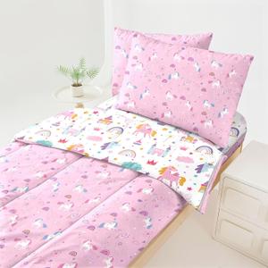 Unicorn Bedding Twin for Girls Unicorn Girls Pink Comforter All in one Zipper Kids Bedding (Dal-clb-unicorn 04)