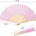 Sepwedd 50pcs pink Imitated Silk Fabric Bamboo Folded Hand Fan Bridal Dancing Props Church Wedding party favors with Organza Bags