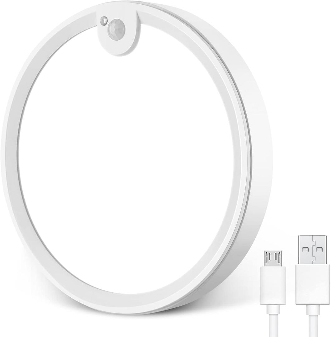 Youtob Rechargeable Motion Sensor Ceiling Light - USB Powered, 6500K Bright White, Auto-On LED Closet Lighting for Stairs, Porch, Hallway, Pantry with Long-Lasting Battery Life and Easy Installation